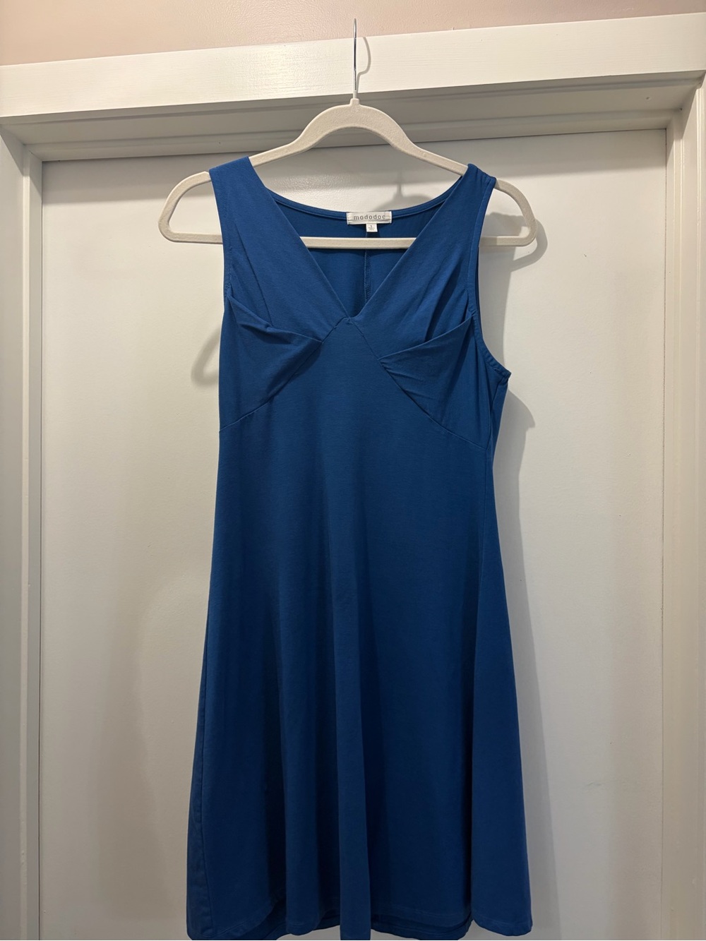 Mododoc Royal Blue V-Neck A-Line Dress